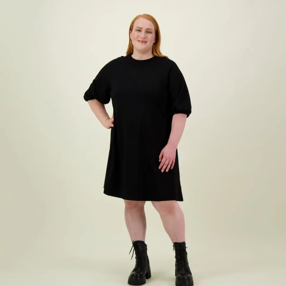 PUFF SLEEVE TUNIC DRESS -TUNIKAMEKKO | BLACK