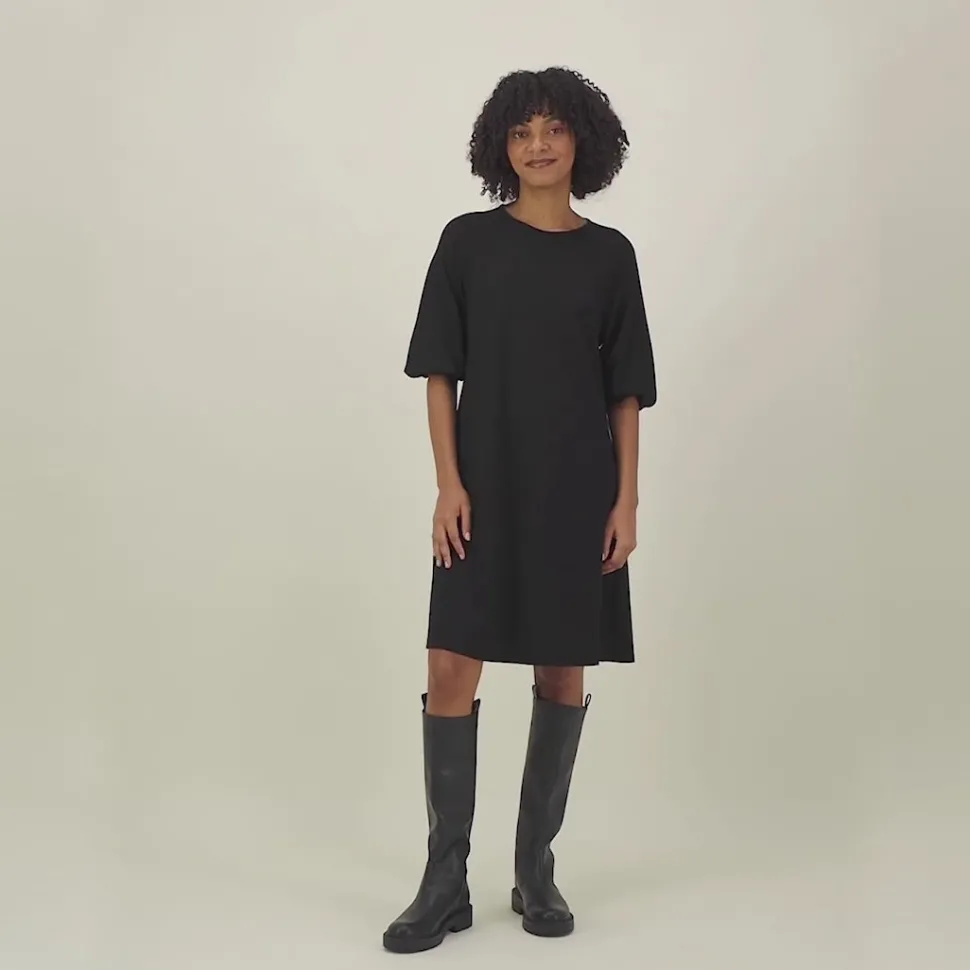 PUFF SLEEVE TUNIC DRESS -TUNIKAMEKKO | BLACK